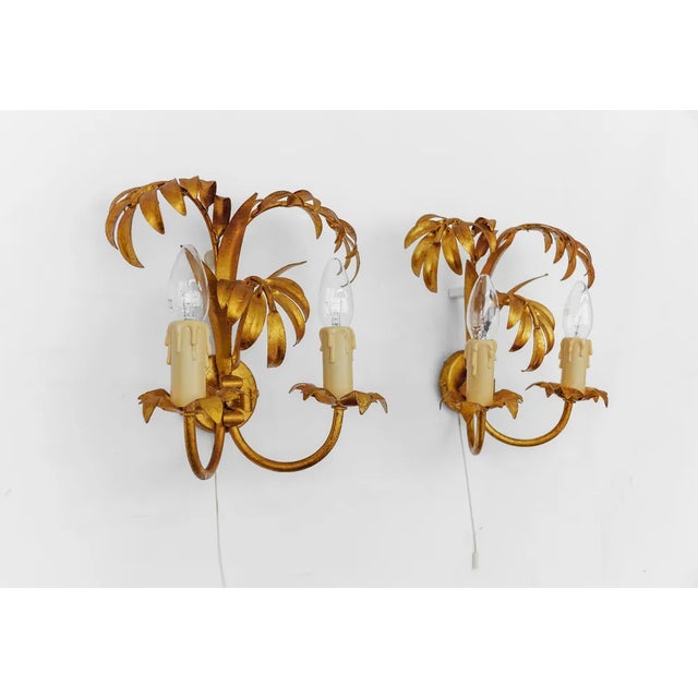 Hollywood Regency Double Palm Wall Lights from Hans Kögl, 1970s, Set of 2 For Sale - Image 12 of 13
