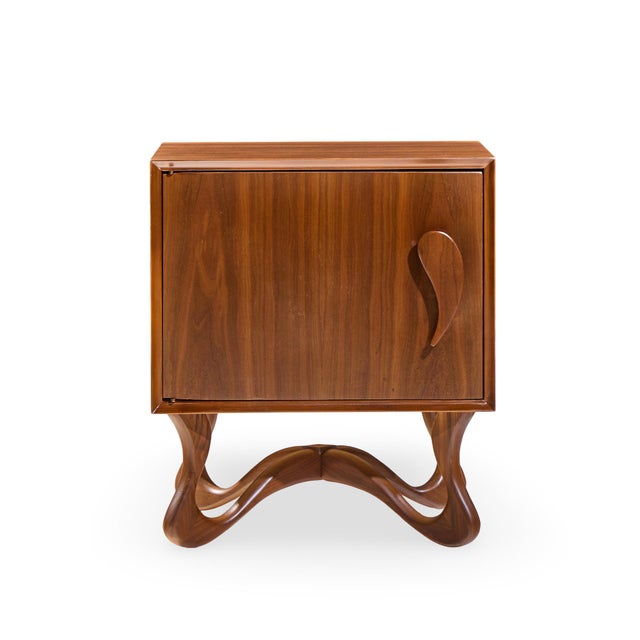 Brown Vladimir Kagan Style Mid Century Sculpted Walnut Nightstands - Pair For Sale - Image 8 of 11