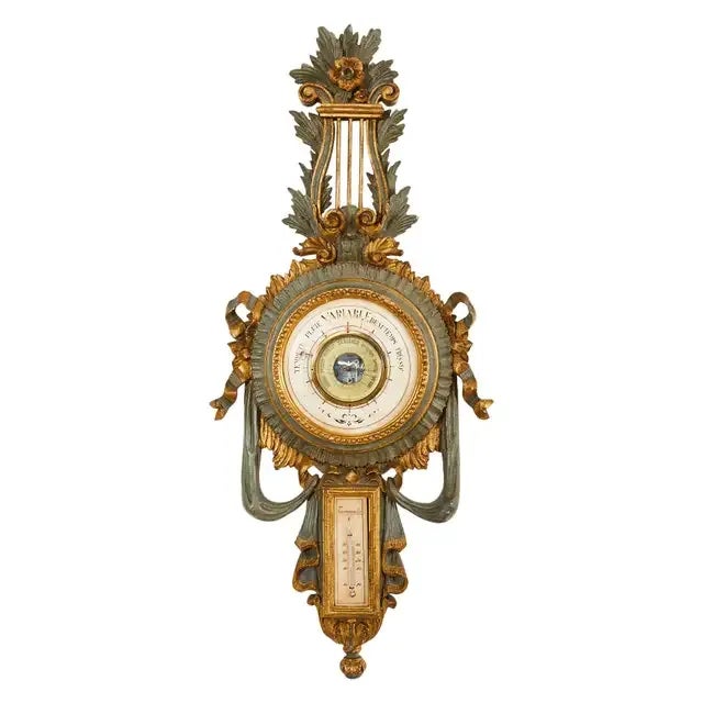 19th Century Italian Carved Louis XVI Style Giltwood Barometer For Sale - Image 13 of 13