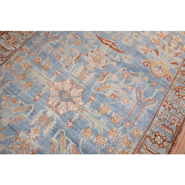 Sky Blue Zabihi Collection Sky Blue Antique Persian Malayer Rug - 6'4" x 12'4" For Sale - Image 8 of 10