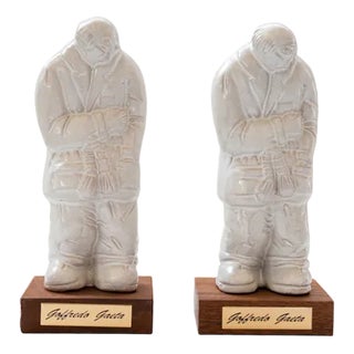 Earthenware Ceramic Figurines by Goffredo Gaeta, 1970, Set of 2 For Sale