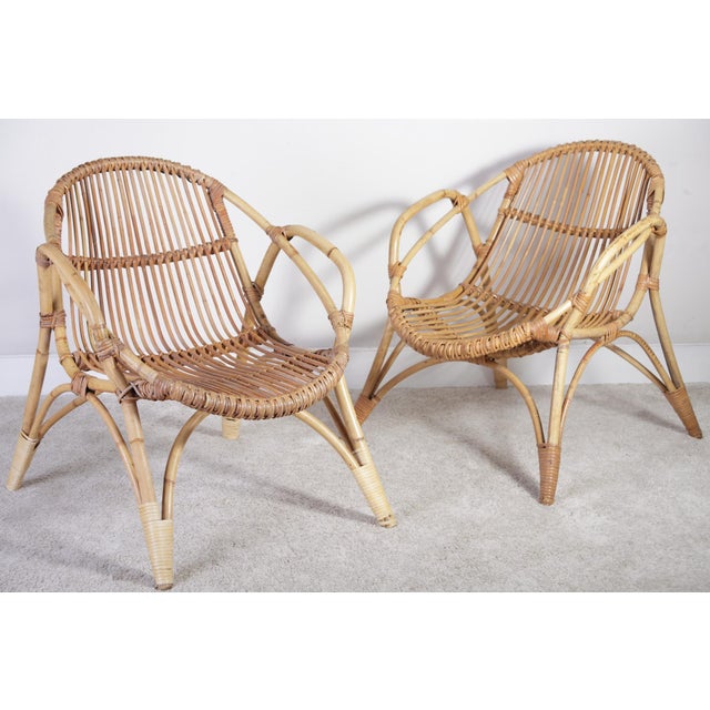 Wood Mid-Century Modern Children's Rattan Chairs from Uluv, 1960s, Set of 2 For Sale - Image 7 of 7