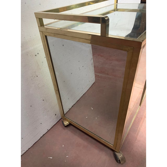 Gold 20th-Century Rolling Bar in Brass with Mirrored Front, 1970s For Sale - Image 8 of 13