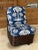 Vintage Braxton Culler Stacked Rattan Swivel Lounge Slipper Chair in Thibaut Fabric For Sale - Image 9 of 13