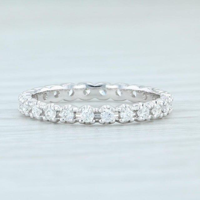Modern New 0.46ctw Diamond Eternity Ring 14k White Gold Size 6 Wedding Stackable Band For Sale - Image 3 of 7