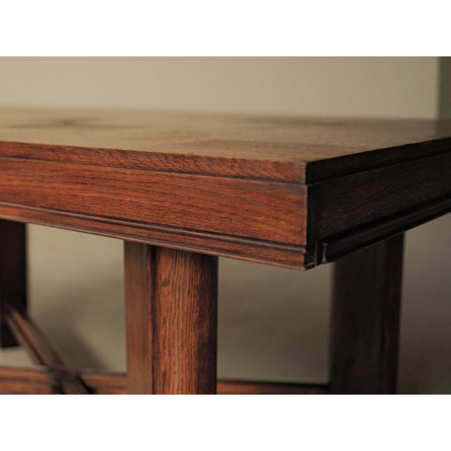 Modernist Oak Table with Checkerboard Veneer Top, France, 1940 For Sale - Image 13 of 18