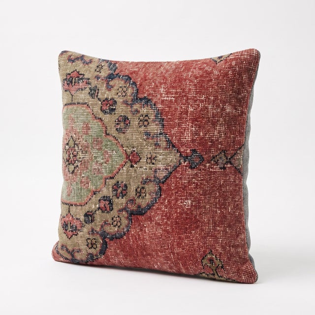 Mid-Century Modern Anatolian Rug Pillow Cover 20'' X 20'' For Sale - Image 3 of 4