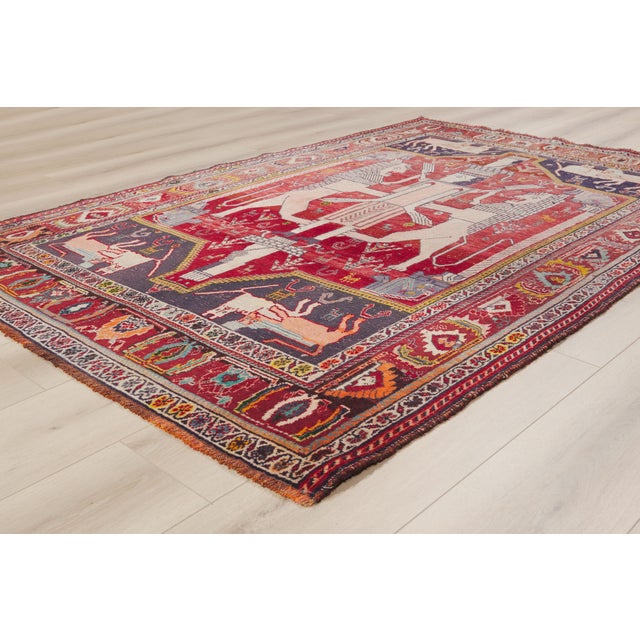 Red Antique Persian Shiraz Rug, 05'02 X 07'09 For Sale - Image 8 of 10