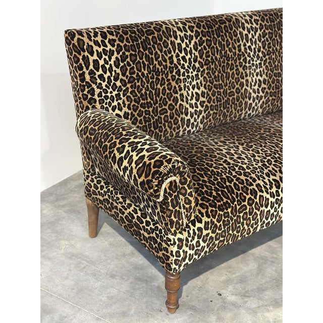 Textile Vintage Leopard Velvet Sofa with Drop-Down Arms, France For Sale - Image 7 of 14