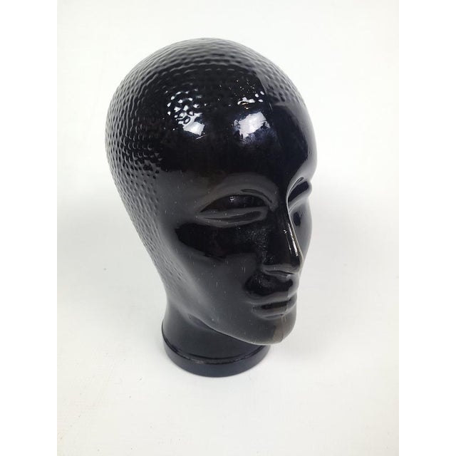 Vintage Black Glass Head by Piero Fornasetti, 1970 For Sale - Image 10 of 16