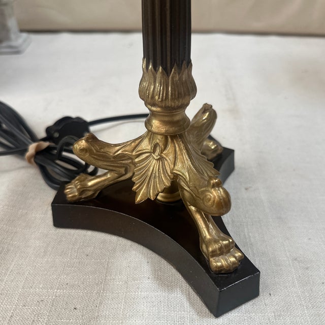 Traditional 1970s Skinny Brass Lion Footed Table Lamp For Sale - Image 3 of 10