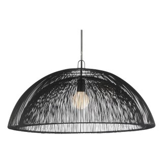 Moire Suspension Pendant, Dome in Black For Sale