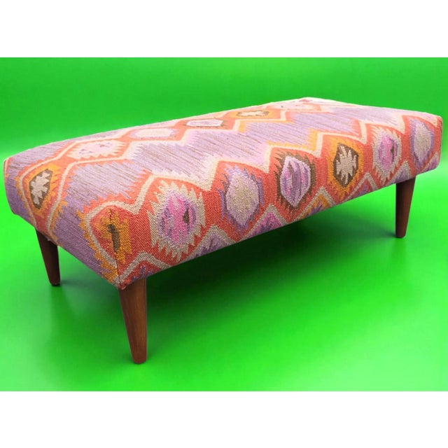 Mid 20th Century Mid 20th Century Kilim Covered Ottoman For Sale - Image 5 of 11