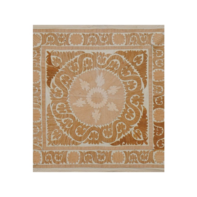 Uzbek Suzani Centerpiece Fabric, Hand Embroidered Table Textile 4'4'' X 4'5'' For Sale - Image 4 of 10