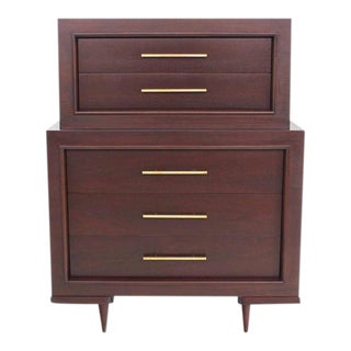 Mid Century Modern Five Drawer High Chest For Sale