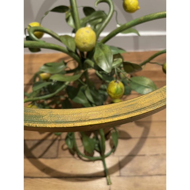 Hollywood Regency Florentine Painted Tole Lemon Tree Side Table, Italy, 1970s For Sale - Image 3 of 17