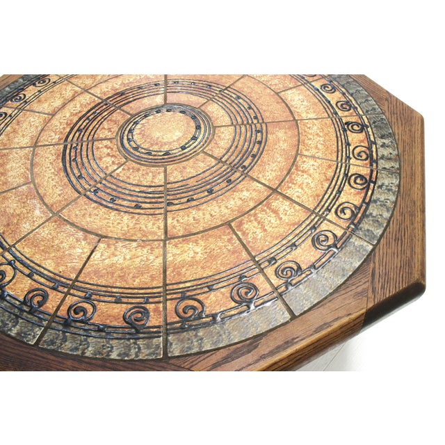 Octagonal Tiled Coffee Table by Ebbe Sørensen, Denmark, 1970s For Sale - Image 6 of 10