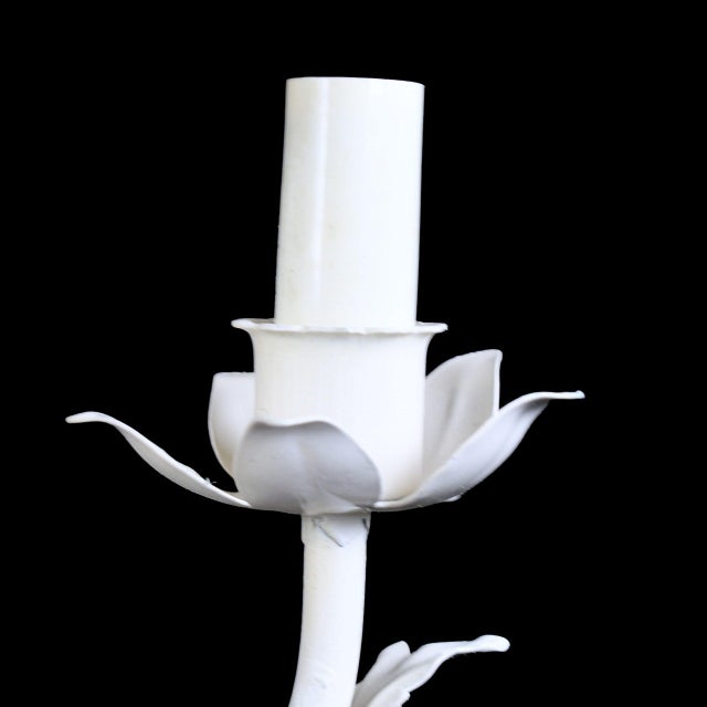 Coastal Small Faux Bamboo Leaves Chandelier For Sale - Image 3 of 4