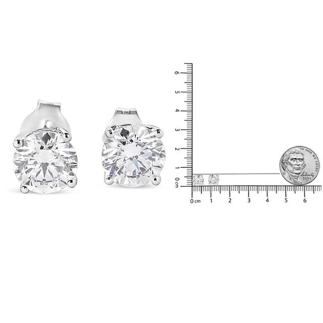 Early 21st Century 14K White Gold 1 3/4 Cttw Lab Grown Round Brilliant Diamond Solitaire Stud Earring (F-G Color, VS2-SI1 Clarity) For Sale - Image 5 of 5