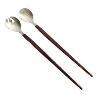 Mid Century Modern 1960s Vintage Rosewood Salad Server Tongs For Sale