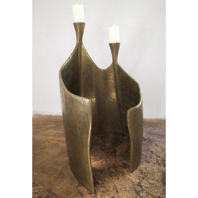 Space In Space Double Floor Candelabrum in Brass Metal Resin by Atelier Ellery Limited Edition Of 8 Pieces. Dimensions: D...