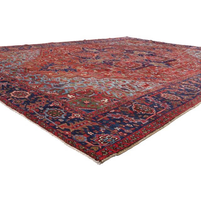 79576 Antique Persian Heriz Rug, 09'05 x 12'02. A Sabalan Crown: Late 19th Century Persian Heriz Masterpiece of Eternal...