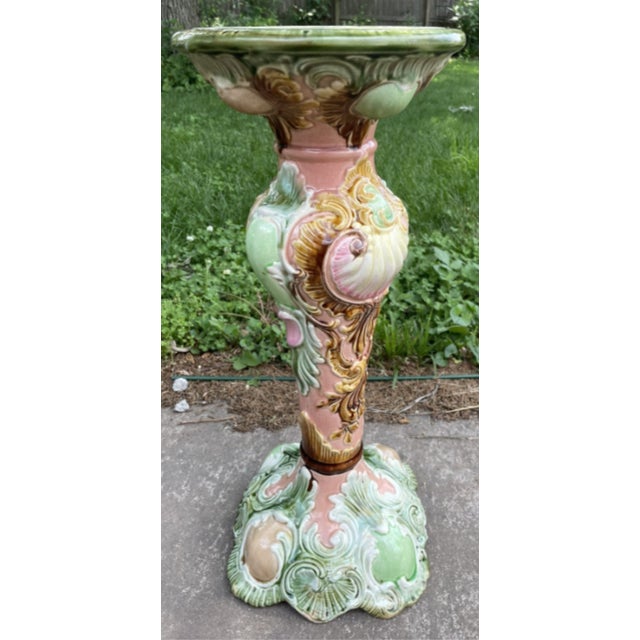 Late 19th Century Antique Royal Bonn Art Nouveau Majolica Pedestal For Sale - Image 5 of 9