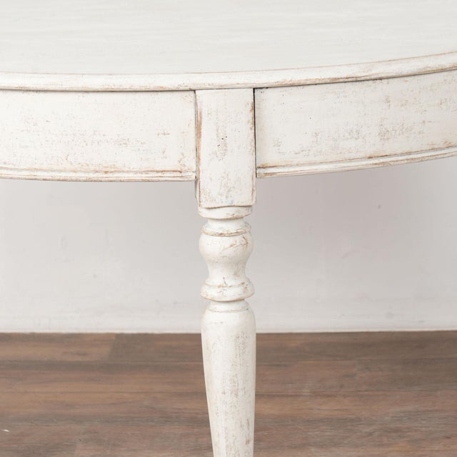 Pair, 19th Century Swedish White Painted Large Demi Lune Consoles Side Tables For Sale - Image 6 of 14