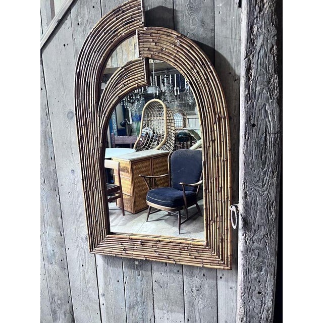 Wood Vintage Bamboo Wall Mirror from Vivai Del Sud For Sale - Image 7 of 8