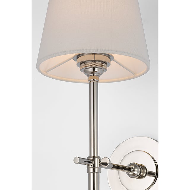 Thomas O'Brien for Visual Comfort Signature Bryant 27" Cordless Tail Sconce in Polished Nickel with Linen Shade For Sale - Image 9 of 13