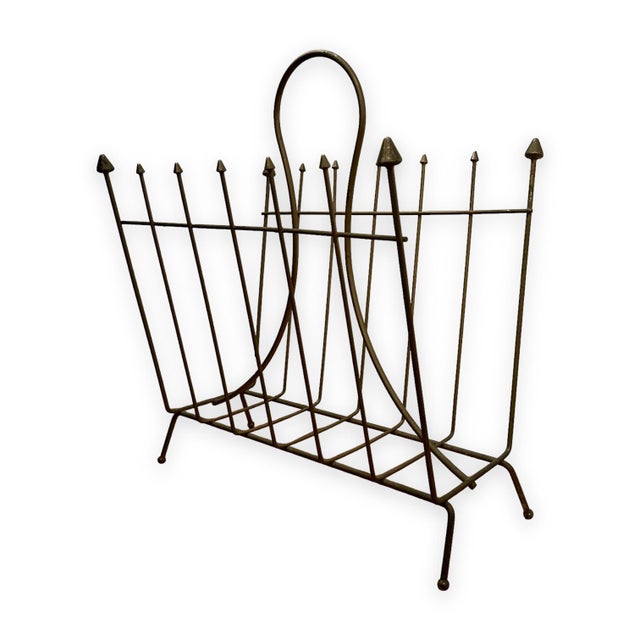 Vintage Atomic Modern Gold Wire Magazine Rack Chairish