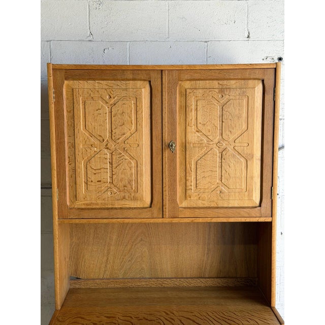 Wood Vintage Danish Oak Hutch Cabinet in Style of Henning Kjærnulf Scandinavian Display Cabinet For Sale - Image 7 of 10