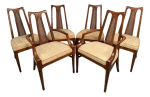 Mid 20th Century Set of Six Cane Back Dining Chairs by White Furniture