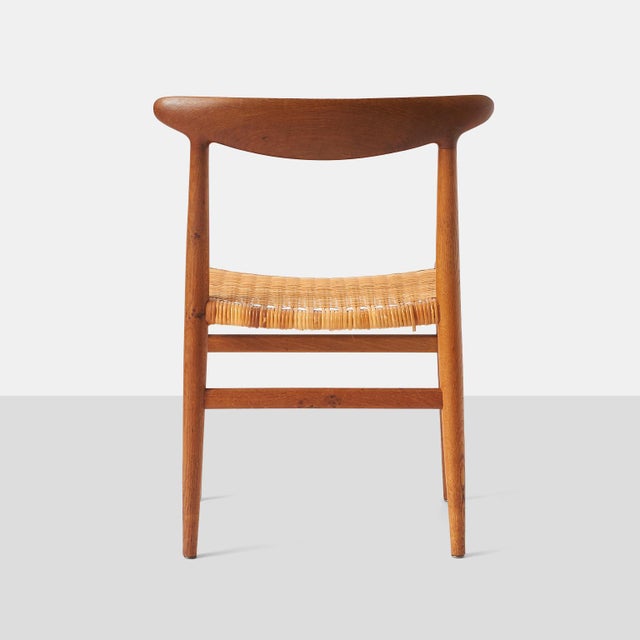 1950s 1950s Oak & Cane W2 Chairs by Hans Wegner - Set of 5 For Sale - Image 5 of 7