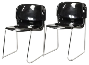 Mid-Century German Black Stacking Chairs by Gerd Lange for Drabert, 1980s, Set of 5