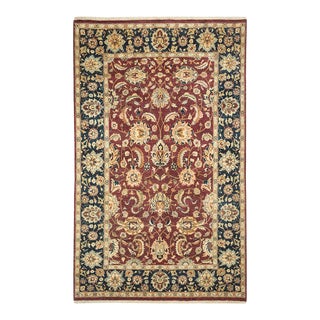 Mogul Collection Hand-Knotted Area Rug - Red 4' 7" x 7' 5" For Sale