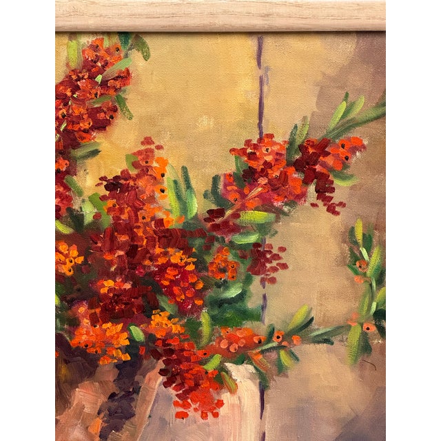 Traditional Floral Still Life Oil on Canvas Painting, Vintage For Sale - Image 3 of 12