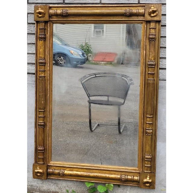 Traditional Antique American Federal Giltwood Wall Mirror c.1820 Original 19th Century Gold For Sale - Image 3 of 17
