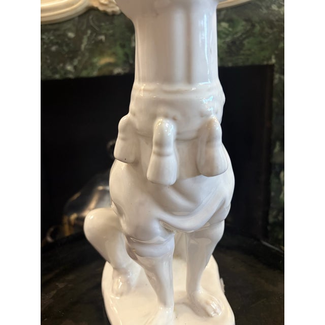 Vintage Hollywood Regency White-Glazed Greyhound Whippet Statue For Sale - Image 4 of 11