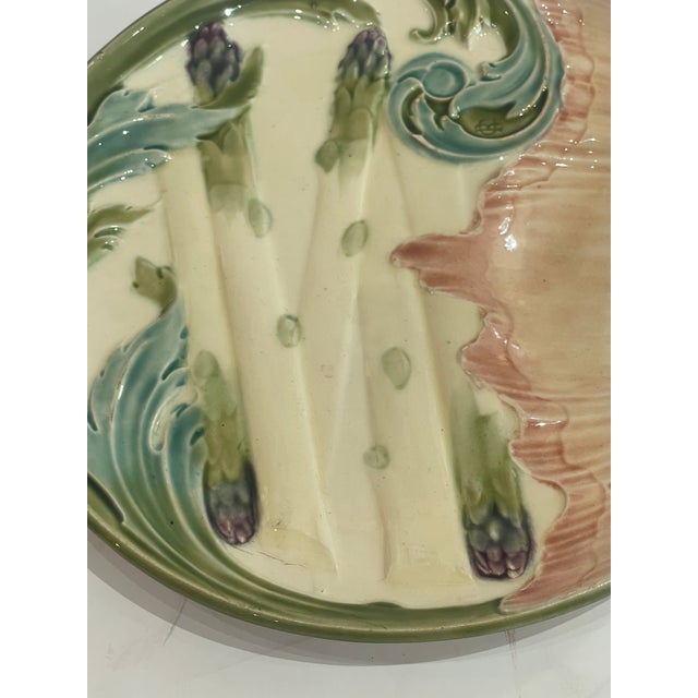 Luneville Majolica Art Nouveau Asparagus Plate by Keller Et Guérin (Kg) Lunéville For Sale - Image 4 of 11