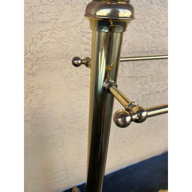 André Arbus Late 19th Century Victorian Brass Quilt Blanket Rack Stand Holder With Clasped Hands For Sale - Image 4 of 9