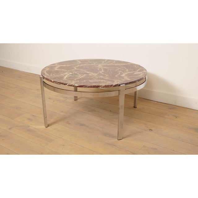 Vintage Round Coffee Table in Marble and Chrome For Sale - Image 4 of 13