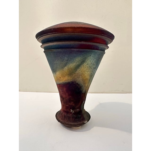 Raku-Style Ceramic Vessel For Sale - Image 4 of 7
