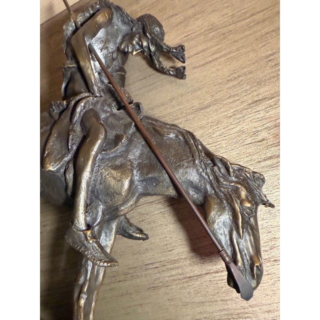 Bronze 1980s Bronze ‘End of the Trail’ Sculpture, Styled After Fraser.” For Sale - Image 8 of 12