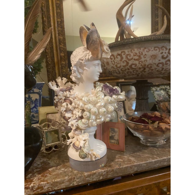Shell and Amethyst-Encrusted Bust by May River Neptune For Sale - Image 4 of 12
