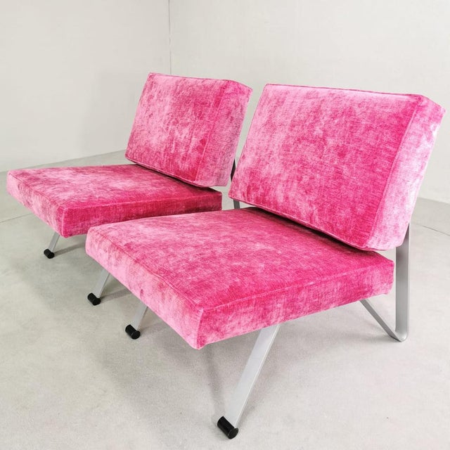 Set of Vintage Armchairs in Fuchsia Velvet, 1960s For Sale - Image 4 of 14