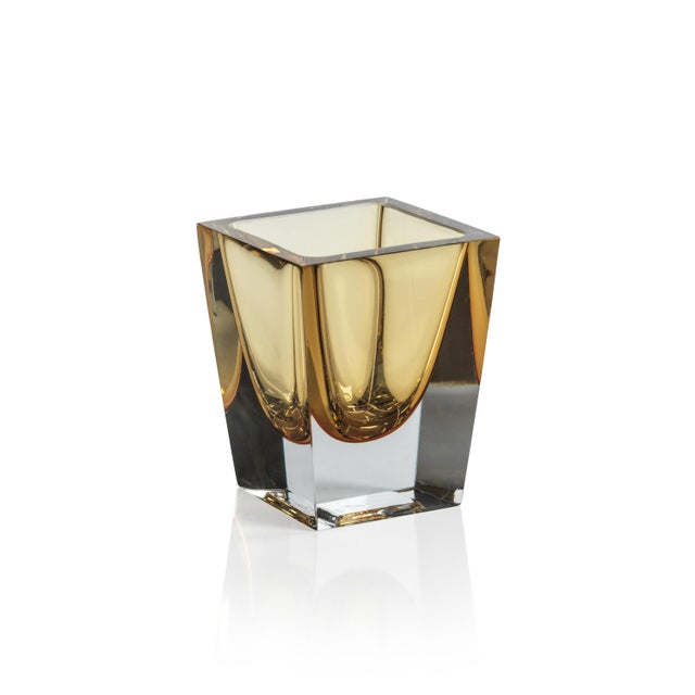 2020s Carrara Polished Amber Glass Vase, 4" For Sale - Image 5 of 5