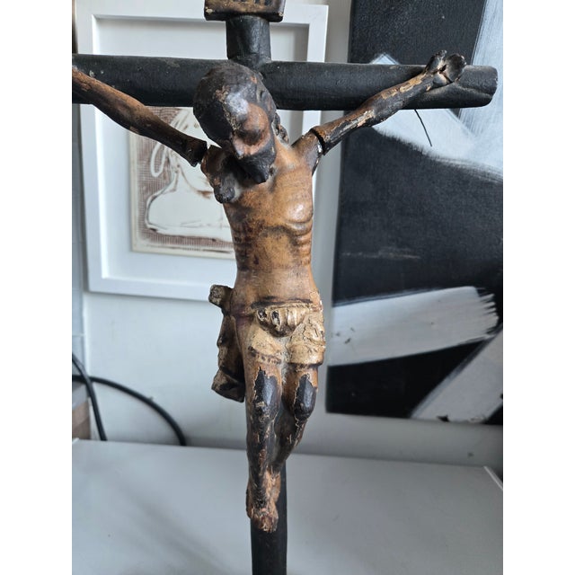 19th Century 19th C Latin American Santo of Jesus on the Cross For Sale - Image 5 of 8