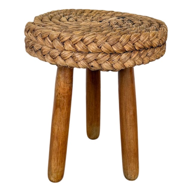 Rope and Oak Stool by Adrien Audoux and Frida Minet, 1950s For Sale