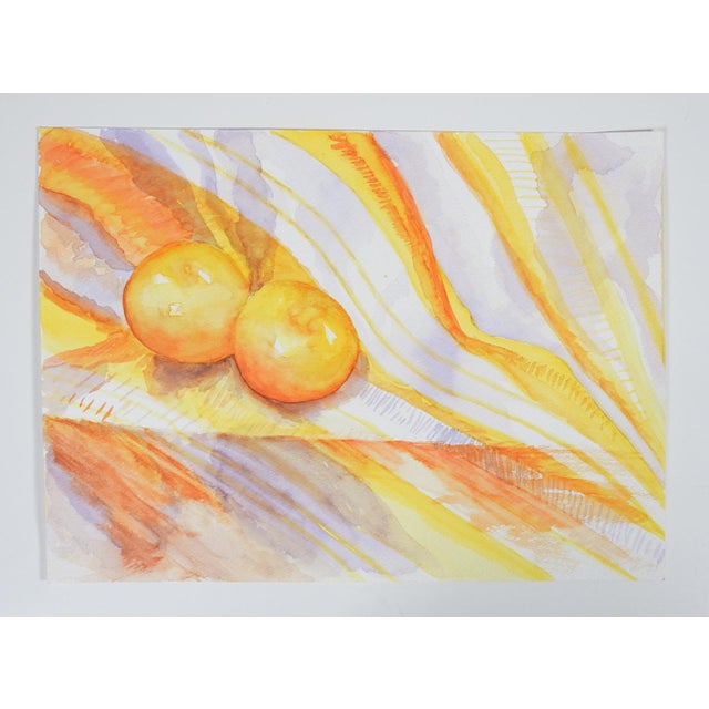 Late 20th century watercolor on paper painting with oranges. Unsigned. Unframed.
